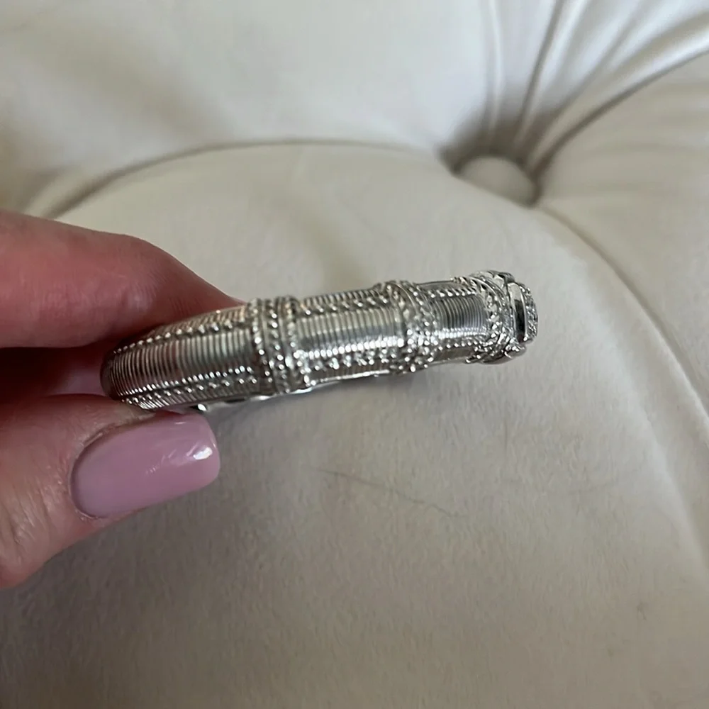 Judith Ripka Silver Textured Bangle Bracelet - Picture 8 of 9